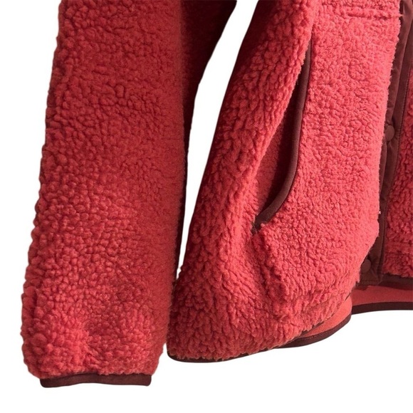 Lands' End Women's Sherpa Fleece Jacket Red Size M Snap Button Closure Pockets - Picture 7 of 12